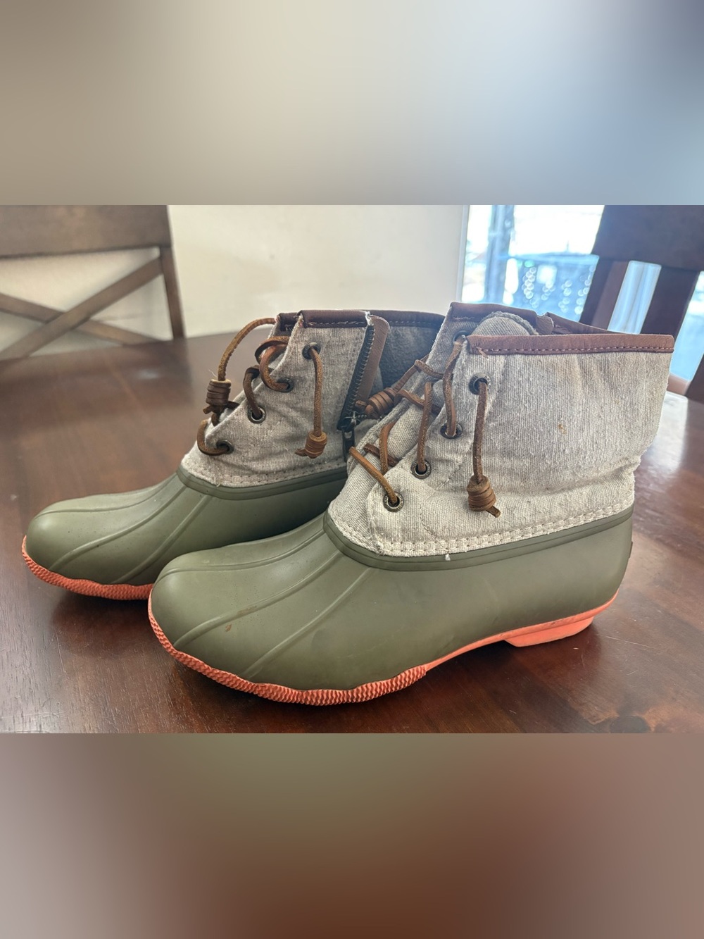 Womens Sperry Canvas and Rubber Duck Boot wit Light Staining